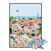 Kit de Pintura Numerada - Ilustração da Cidade Litorânea