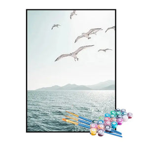 Kit de Pintura Numerada - Gaivotas Sobre o Mar