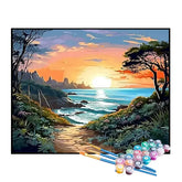 Kit de Pintura Numerada - Sol Nascendo na Praia