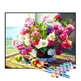 Kit de Pintura Numerada - Flores Coloridas em uma Cesta