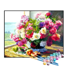 Kit de Pintura Numerada - Flores Coloridas em uma Cesta