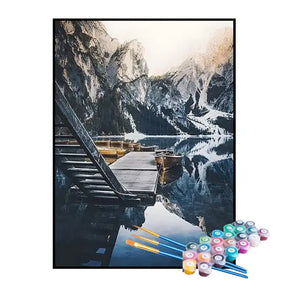 Kit de Pintura Numerada - Terraço nas Montanhas no Inverno