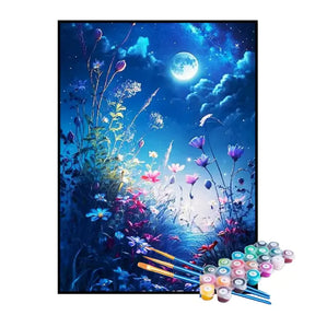 Kit de Pintura Numerada - Lua Iluminando as Flores