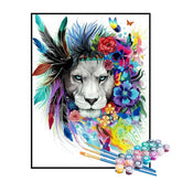 Kit de Pintura Numerada - Leão com Flores