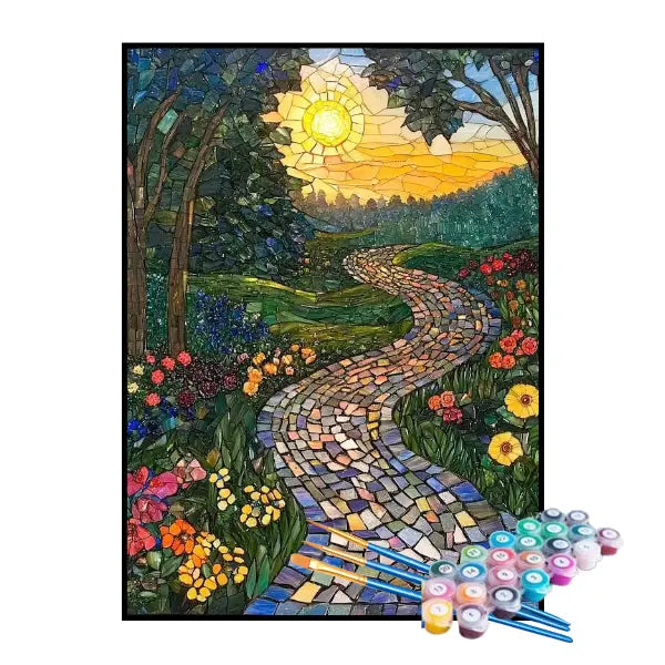 Kit de Pintura Numerada - Caminho de Pedras Entre as Flores