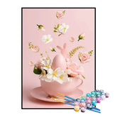 Kit de Pintura Numerada - Xícara de Chá Rosa