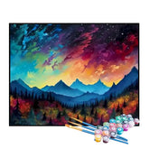 Kit de Pintura Numerada - Aurora Boreal nas Montanhas