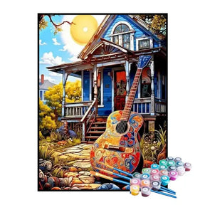 Kit de Pintura Numerada - Violão na Varanda