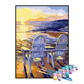 Kit de Pintura Numerada - Descanso na Areia à Beira-Mar