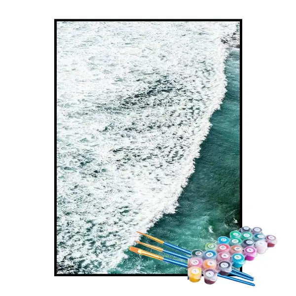 Kit de Pintura Numerada - Ondas do Mar na Praia
