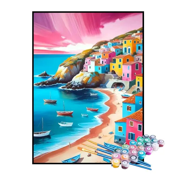 Kit de Pintura Numerada - Os Edifícios Coloridos da Costa