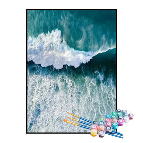 Kit de Pintura Numerada - Ondas do Mar Azul