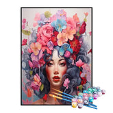 Kit de Pintura Numerada - Flores nas Mechas de Cabelo