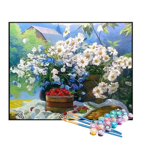 Kit de Pintura Numerada - Flores na Cesta do Jardim