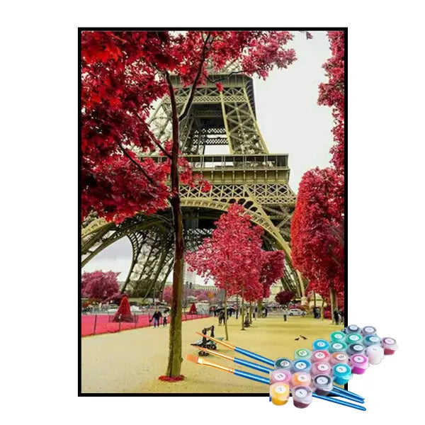 Kit de Pintura Numerada - Árvores da Torre Eiffel