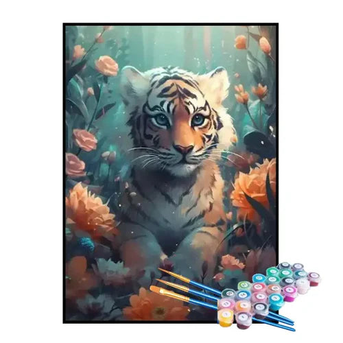 Kit de Pintura Numerada - Tigre na Floresta