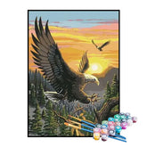 Kit de Pintura Numerada - Águia Caçando ao Entardecer