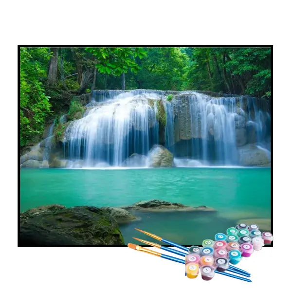 Kit de Pintura Numerada - Cachoeiras do Rio na Floresta