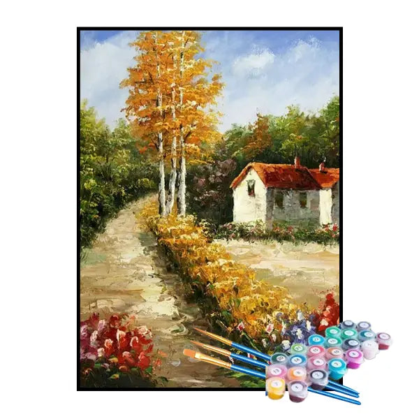 Kit de Pintura Numerada - Fazenda no Outono