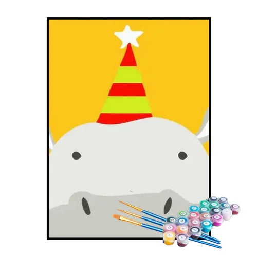 Kit de Pintura Numerada - Hipopótamo de Aniversário