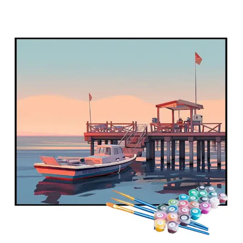 Kit de Pintura Numerada - Viagem de Barco ao Entardecer