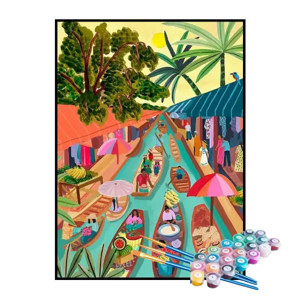 Kit de Pintura Numerada - Lojas à Beira do Córrego