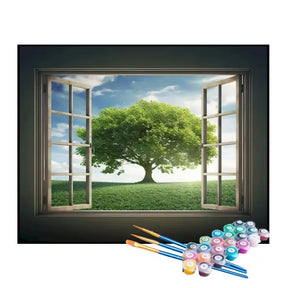 Kit de Pintura Numerada - Janela para a Árvore da Esperança