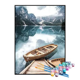 Kit de Pintura Numerada - Canoagem no Rio no Inverno