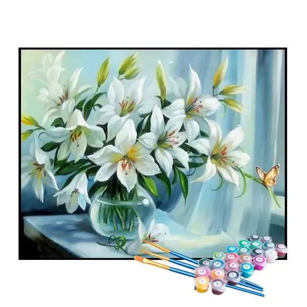 Kit de Pintura Numerada - Lírios em um Vaso
