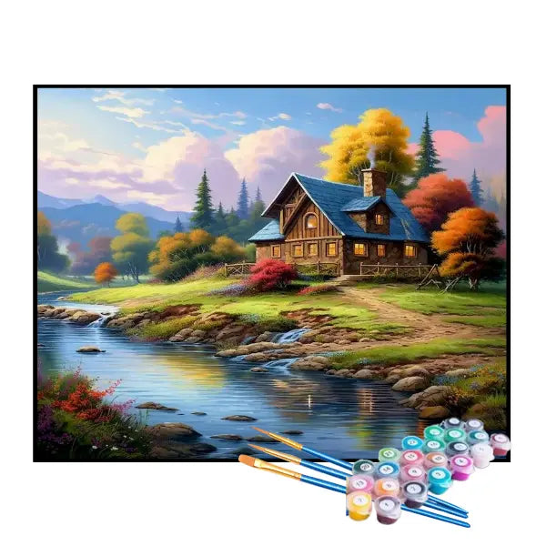 Kit de Pintura Numerada - Chalé no Lago