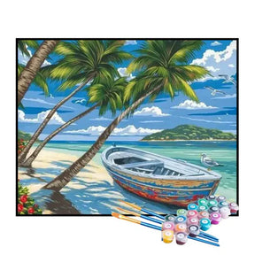 Kit de Pintura Numerada - Passeio de Barco na Ilha dos Sonhos