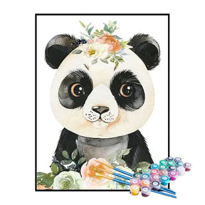 Kit de Pintura Numerada - Panda com Flor