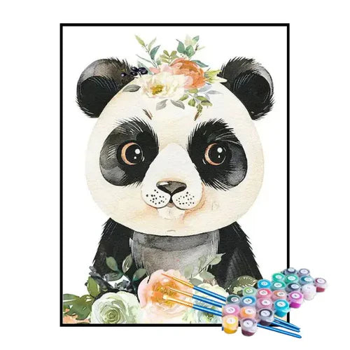 Kit de Pintura Numerada - Panda com Flor