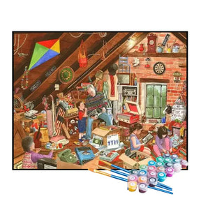 Kit de Pintura Numerada - Família Reunida no Sótão