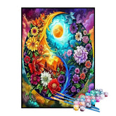 Kit de Pintura Numerada - Yin Yang de Flores