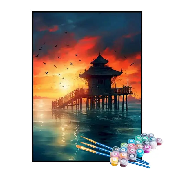Kit de Pintura Numerada - Pequena Casa Sobre o Mar