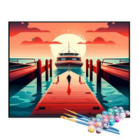 Kit de Pintura Numerada - Porto de Embarque de Navios