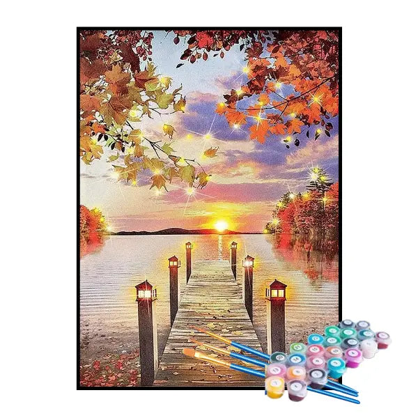 Kit de Pintura Numerada - Praia no Outono