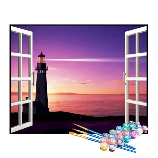 Kit de Pintura Numerada - A Janela com Vista para o Farol