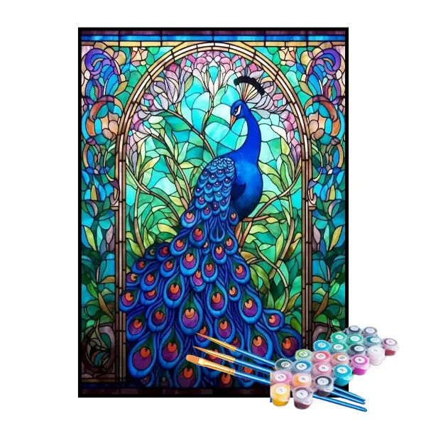 Kit de Pintura Numerada - Vitral de Pavão