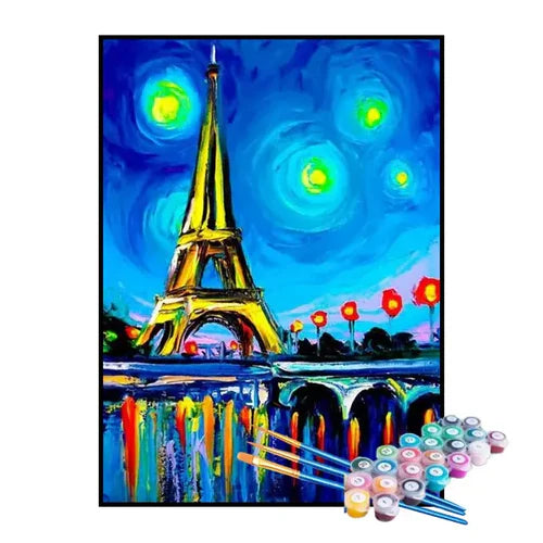 Kit de Pintura Numerada - Desenho da Torre Eiffel