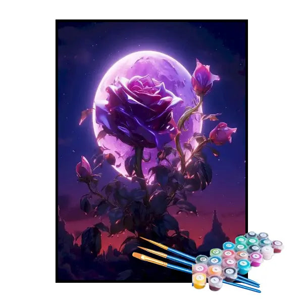 Kit de Pintura Numerada - A Roseira e a Lua