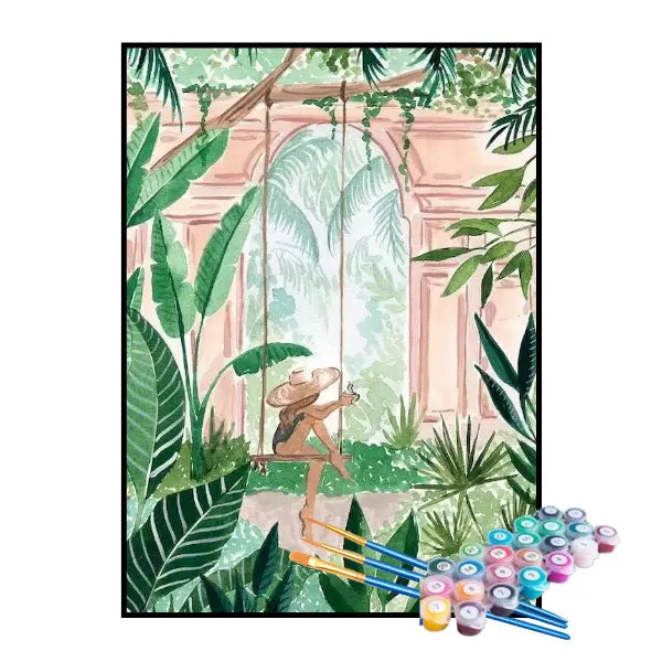 Kit de Pintura Numerada - Menina no Balanço das Plantas