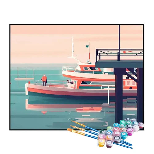 Kit de Pintura Numerada - Passageiros Embarcando no Navio