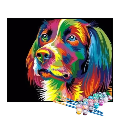 Kit de Pintura Numerada - Cachorro Abstrato