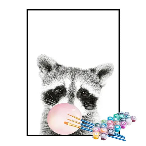 Kit de Pintura Numerada - Guaxinim com Chiclete