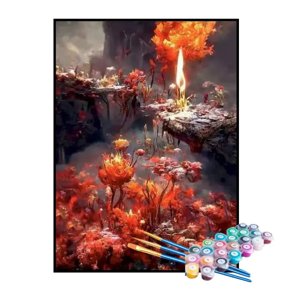 Kit de Pintura Numerada - Flores e Chamas