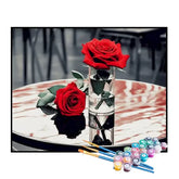 Kit de Pintura Numerada - Rosas Vermelhas no Copo