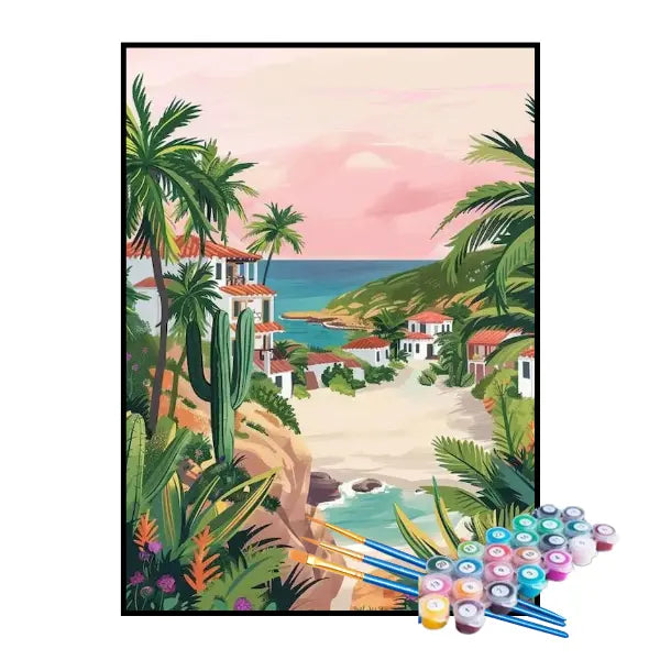 Kit de Pintura Numerada - Pequena Vila na Ilha