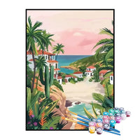 Kit de Pintura Numerada - Pequena Vila na Ilha